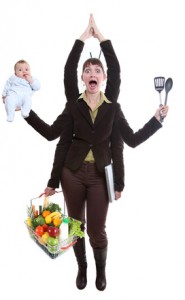 woman juggling work and family